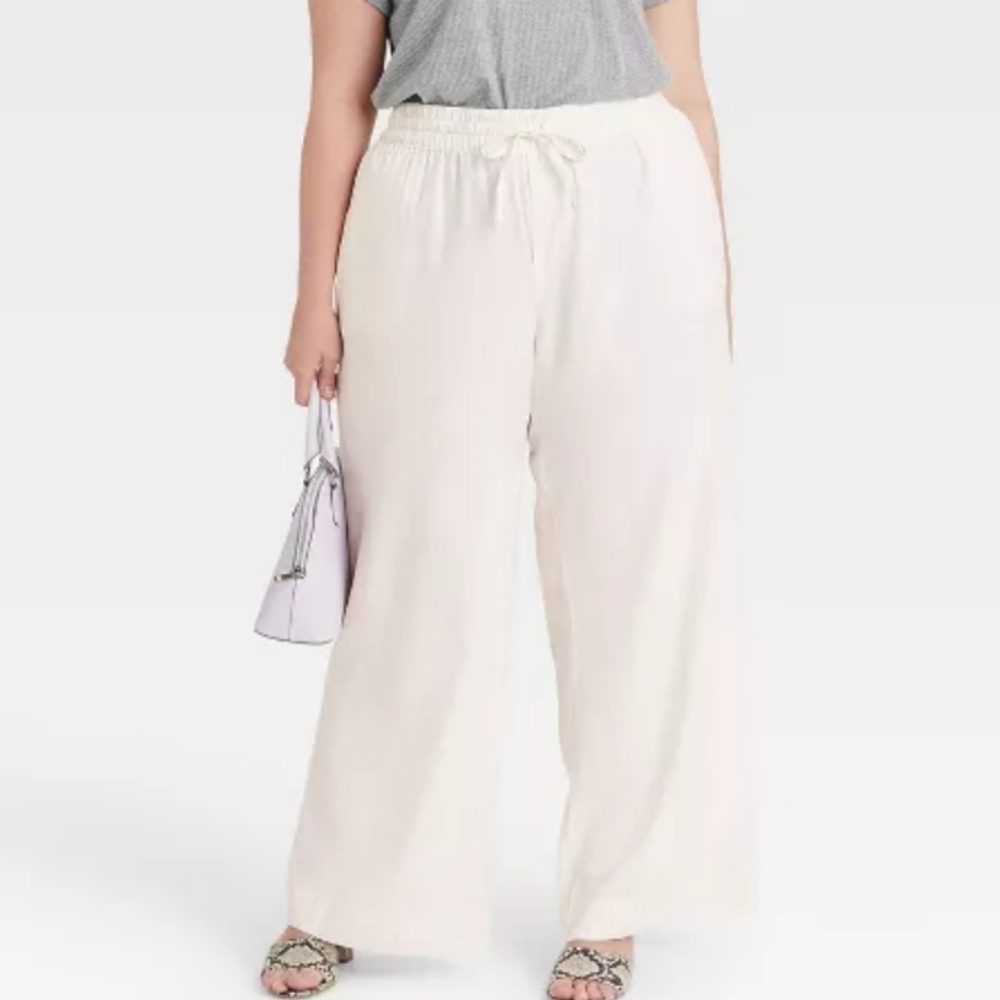 A.New.Day Elastic Waist Pull-On Wide‎ Leg Pants S
